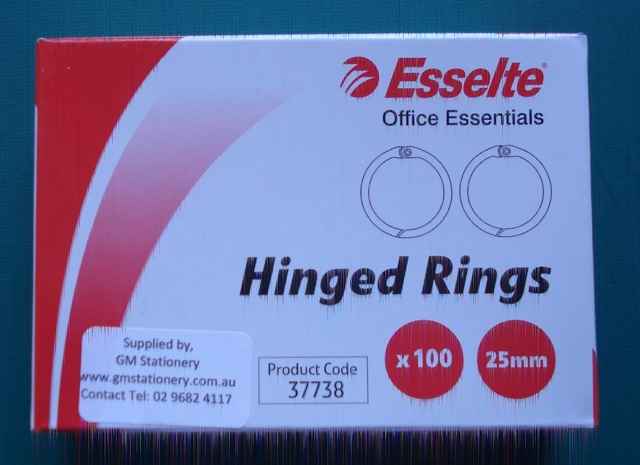 Esselte 37738 #6 25mm Hinged Rings Box 100.
